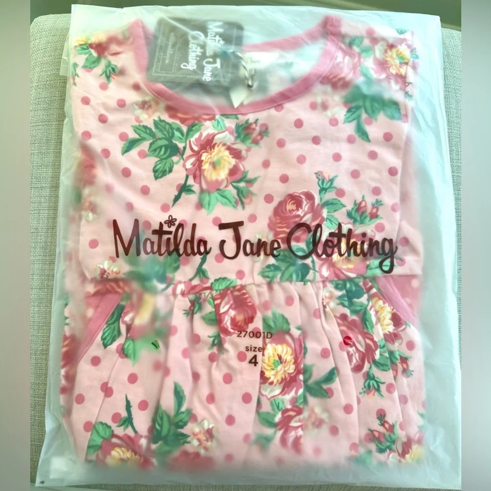 New! Matilda Jane Pretty In Pink Dress Size 4 New in Bag Easter Girls
